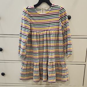 Girls' Multi-Color Striped Long-Sleeve Dress
